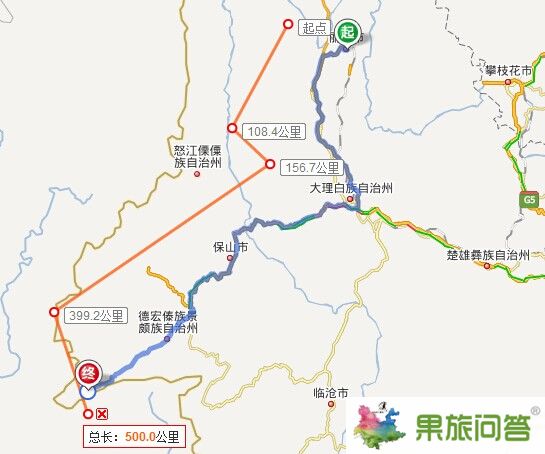 麗江到瑞麗汽車線路圖